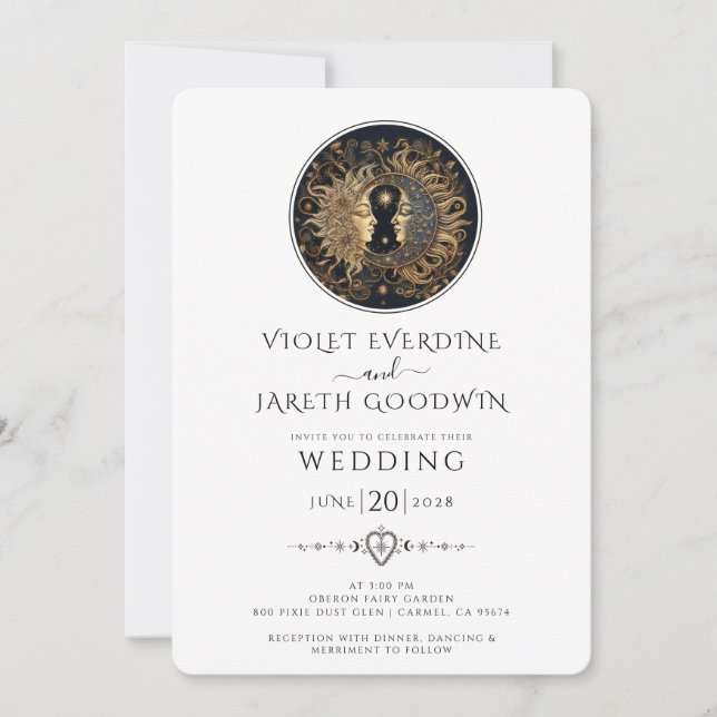 Celestial Sun Moon Wedding Invitation (Front)