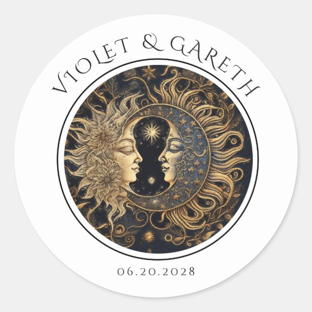 Celestial Sun Moon Wedding Sticker (Front)