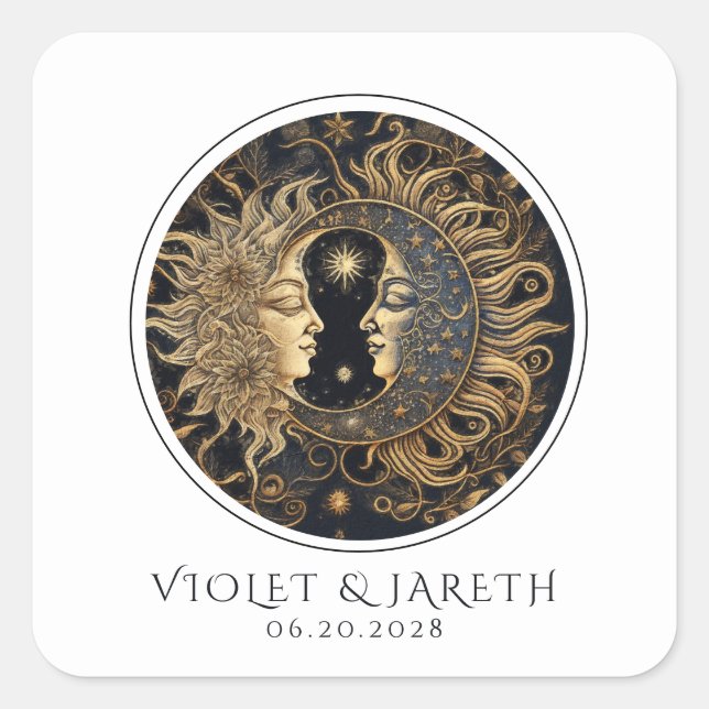 Celestial Sun Moon Wedding Sticker (Front)