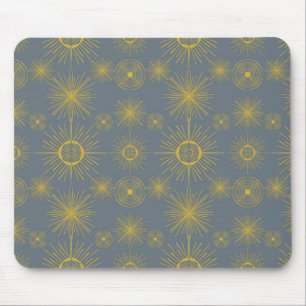 Celestial Sun Stars Dusty Blue Mouse Mat