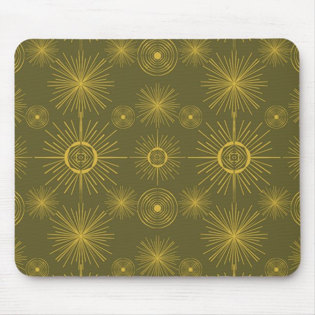 Celestial Sun Stars Olive Green  Mouse Mat (Front)