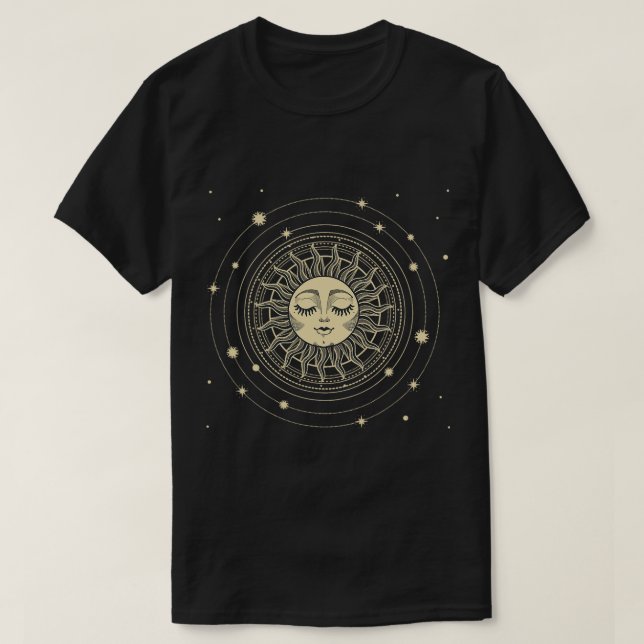 Celestial Sun Tarot Cards Horoscope Zodiac Astrolo T-Shirt (Design Front)