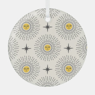 Celestial Sunshine Vintage Pattern Glass Tree Decoration