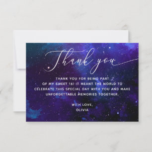 Celestial Sweet 16   Galaxy Sweet Sixteen Birthday Thank You Card