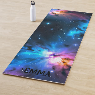Celestial Swirls of Stars Custom Name Dual Sided Yoga Mat