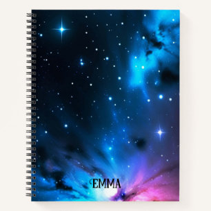 Celestial Swirls of Stars Custom Name Notebook