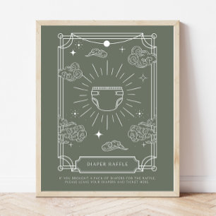 Celestial Tarot Baby Shower Diaper Raffle Sign