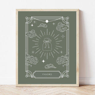 Celestial Tarot Baby Shower Favours Sign