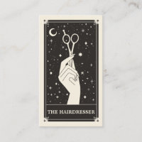 Celestial Tarot Hairdresser Black Business card