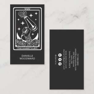 Celestial Tarot Hairdresser Cahrcoal gray Business Card