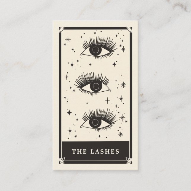 Celestial Tarot Lashes Black Business card (Front)