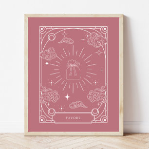 Celestial Tarot Rose Baby Shower Favours Sign