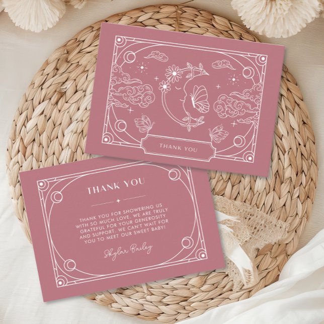 Celestial Tarot Rose Baby Shower Thank You Card (Creator Uploaded)