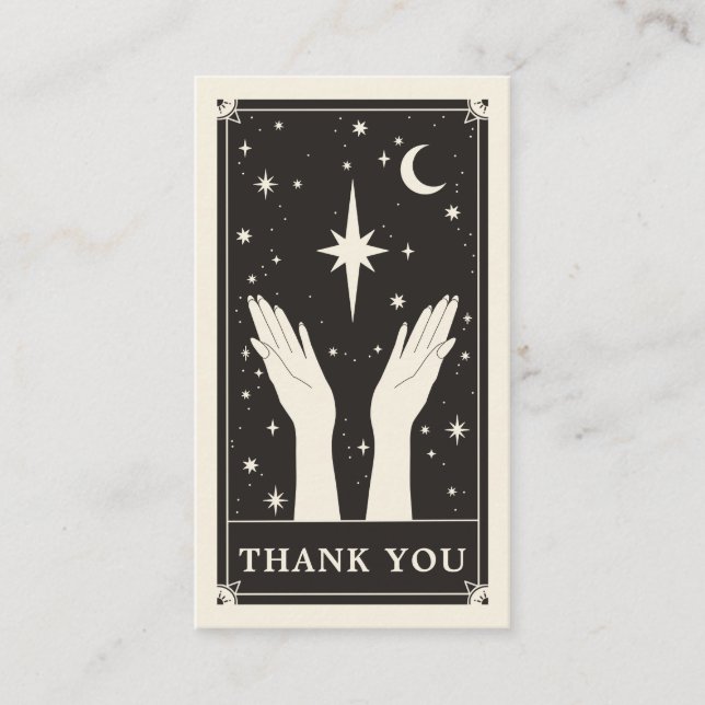 Celestial Tarot thank you small Business card (Front)
