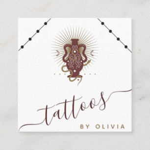 Celestial Tattoo Artist Boho Snake & Social Media Square Business Card