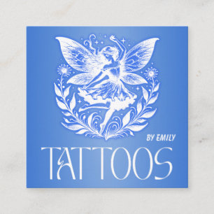 Celestial Tattoo Salon Moon Holographic Square Business Card