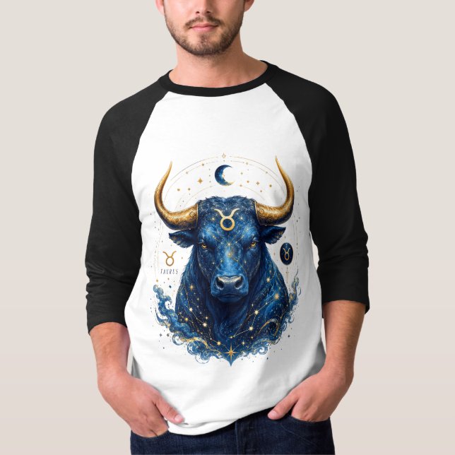 Celestial Taurus Bull T-Shirt Design  (Front)