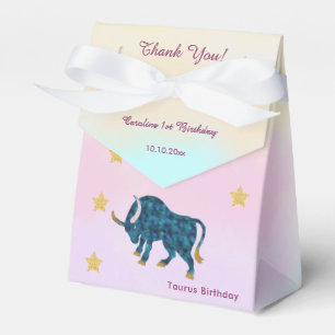 Celestial Taurus Watercolor 1st Birthday Favour Box