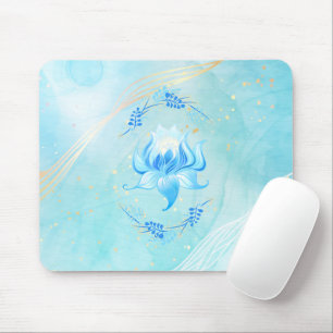 Celestial Teal Blossom – Peaceful Lotus Design Mouse Mat
