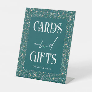 Celestial Teal Card and Gifts Wedding Pedestal Sign