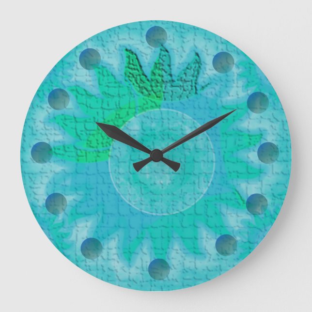 Celestial Teal Sun Large Clock (Front)