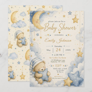 Celestial Teddy Bear Baby Shower Invitation