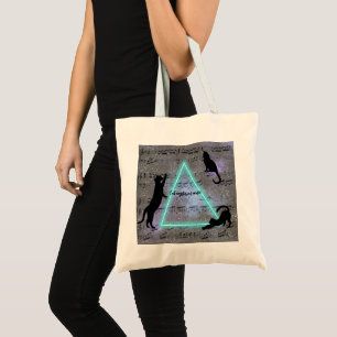 Celestial Three Music-Loving Black Cats Tote Bag