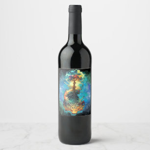 celestial tree of life   wine label