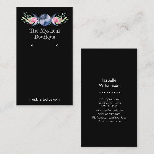 Celestial Triple Moon Earring Jewellery Display Business Card (Front/Back)