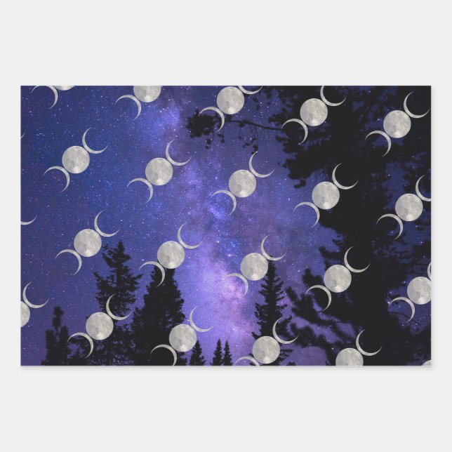 Celestial Triple Moon wrapping paper (Front)
