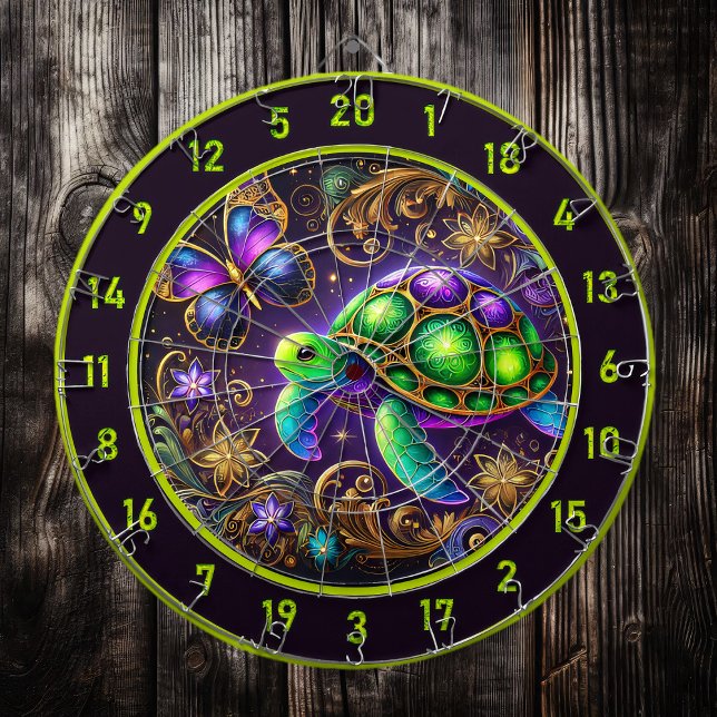 Celestial Turtle Butterfly Rustic Wall Decor Dartboard (Creator Uploaded)