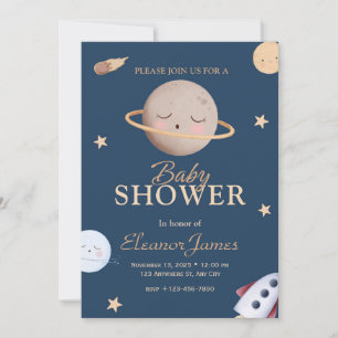 Celestial Twinkle Little Star Moon Baby Shower Inv Invitation