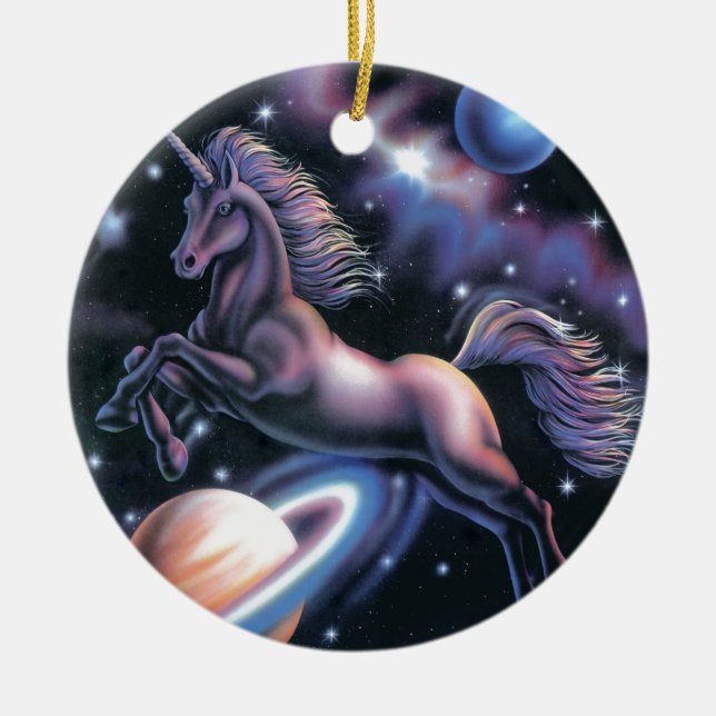 Celestial Unicorn Ceramic Tree Decoration (Front)