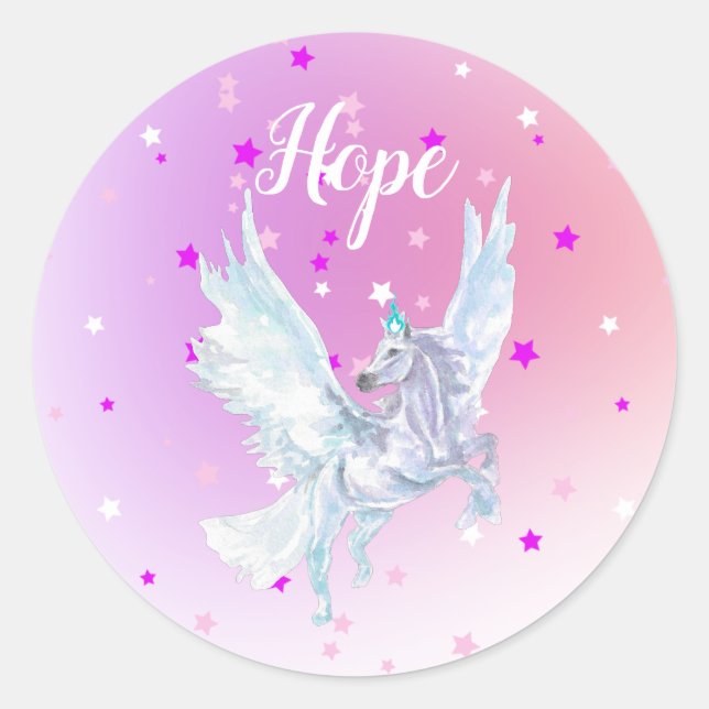 Celestial Unicorn Classic Round Sticker (Front)