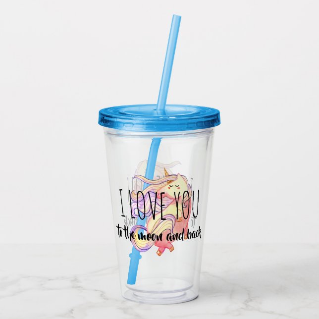 Celestial Unicorn I Love You Acrylic Tumbler (Back)