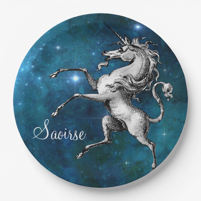 Celestial Unicorn Paper Plate (Front)
