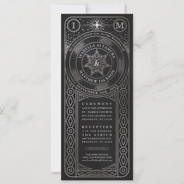 Celestial Union Wedding Invitiations (Tall Silver) Invitation (Front)