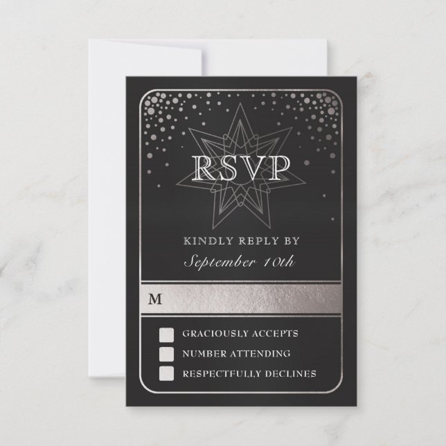Celestial Union Wedding RSVP Cards (Silver) (Front)
