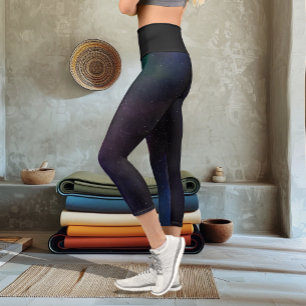 Celestial Veil Nebula Galaxy Starfield Cosmic Capri Leggings