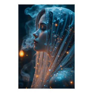 Celestial Veiled Portrait Poster