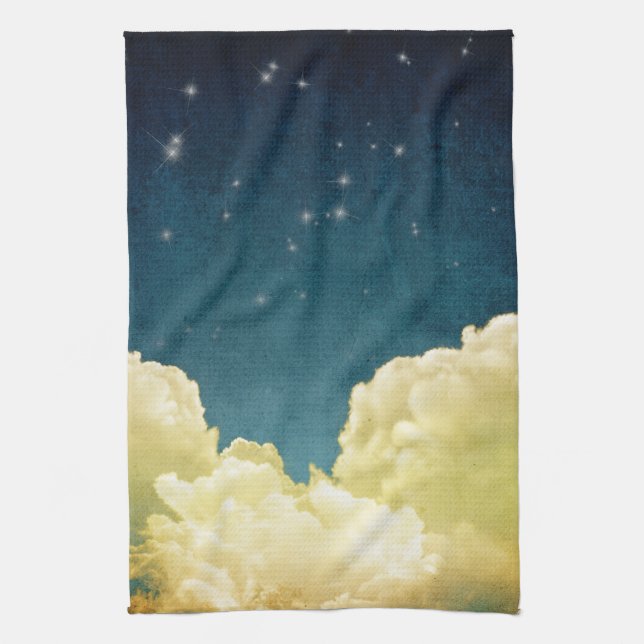 Celestial View Stars and Clouds Kitchen Dish Towel (Vertical)