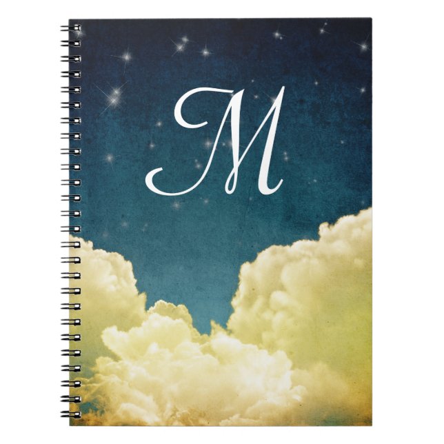 Celestial View Stars Monogram Initial Note Book (Front)