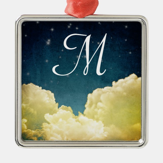 Celestial View Stars Monogram Initial Ornament (Front)