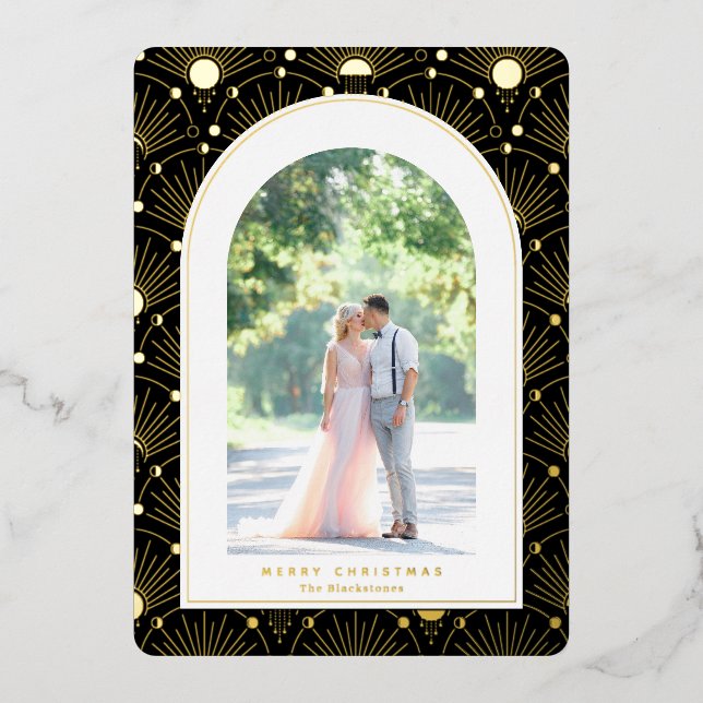 Celestial Vintage Art Deco Photo Christmas Card (Front)