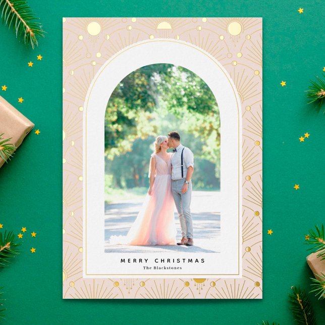 Celestial Vintage Art Deco Photo Christmas Card (Creator Uploaded)