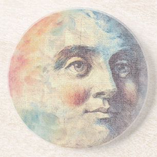 Celestial Vintage Man in the Moon Coaster