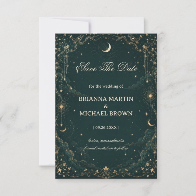 Celestial Vintage Romantic Cosmic Save The Date (Front)