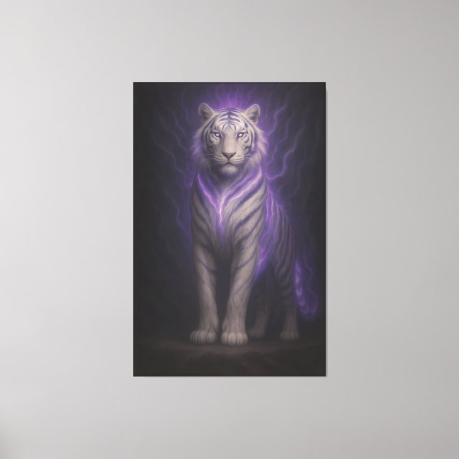 Celestial Violet Lightning Tiger – Silent Storm Gu Canvas Print (Front)