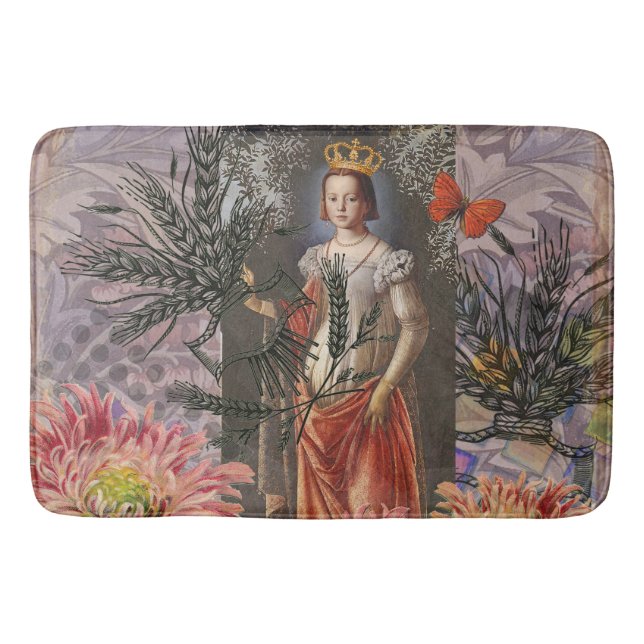 Celestial Virgo Goddess Collage: Vintage Celestial Bath Mat (Front)