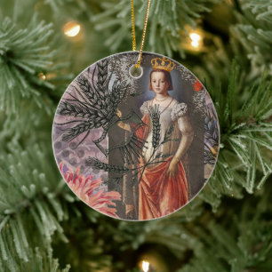 Celestial Virgo Goddess Collage: Vintage Celestial Ceramic Tree Decoration